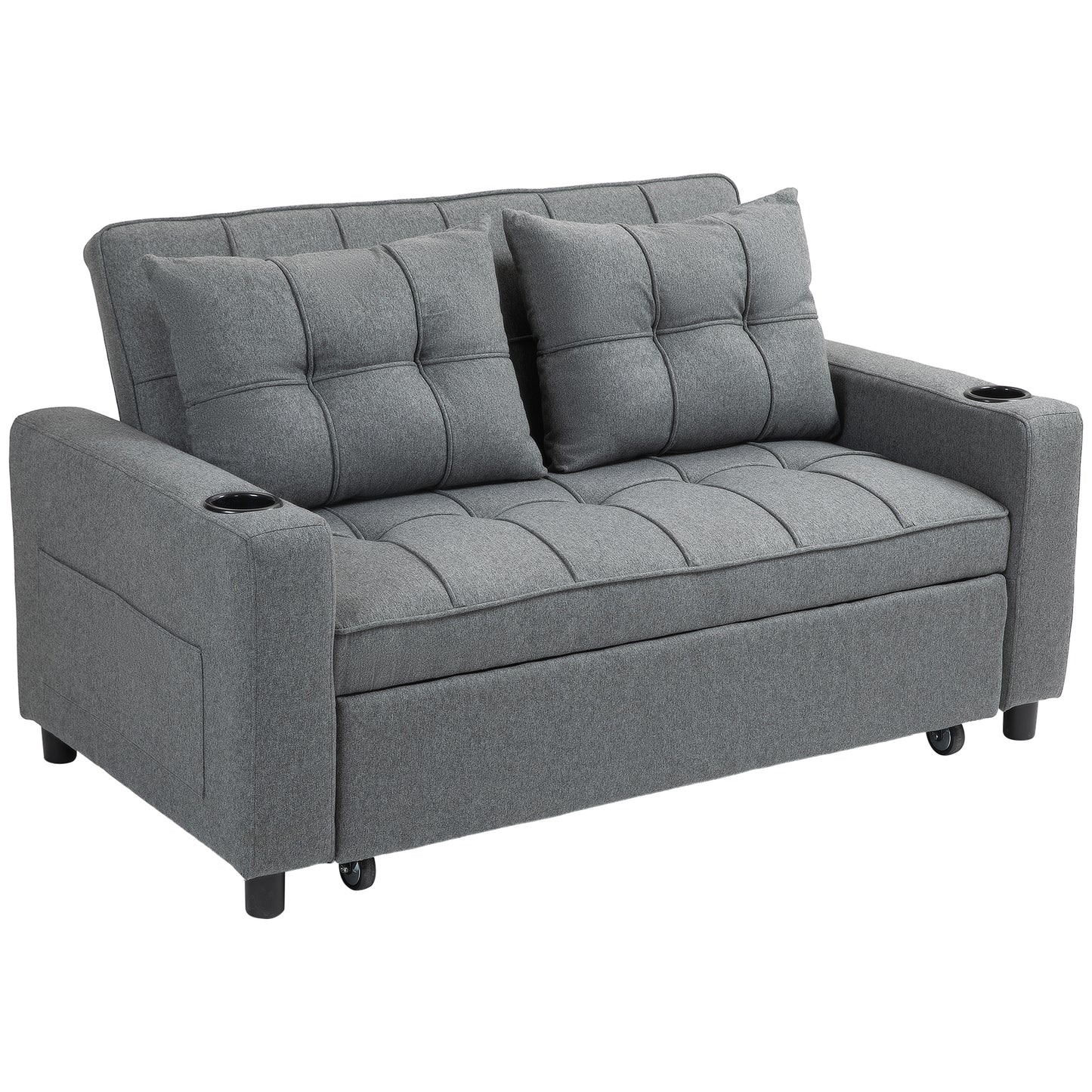 Rireel Diha Dark Grey Upholstered 2 Seater Pull Out Sofa Bed