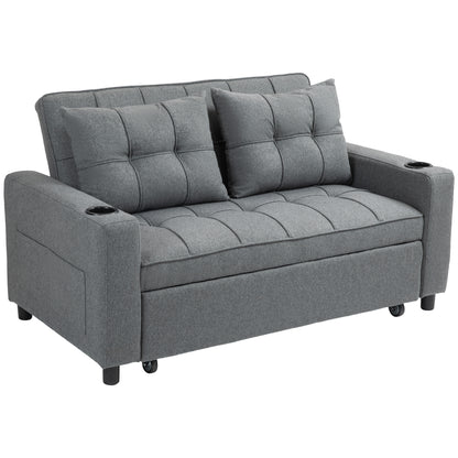 Rireel Diha Dark Grey Upholstered 2 Seater Pull Out Sofa Bed