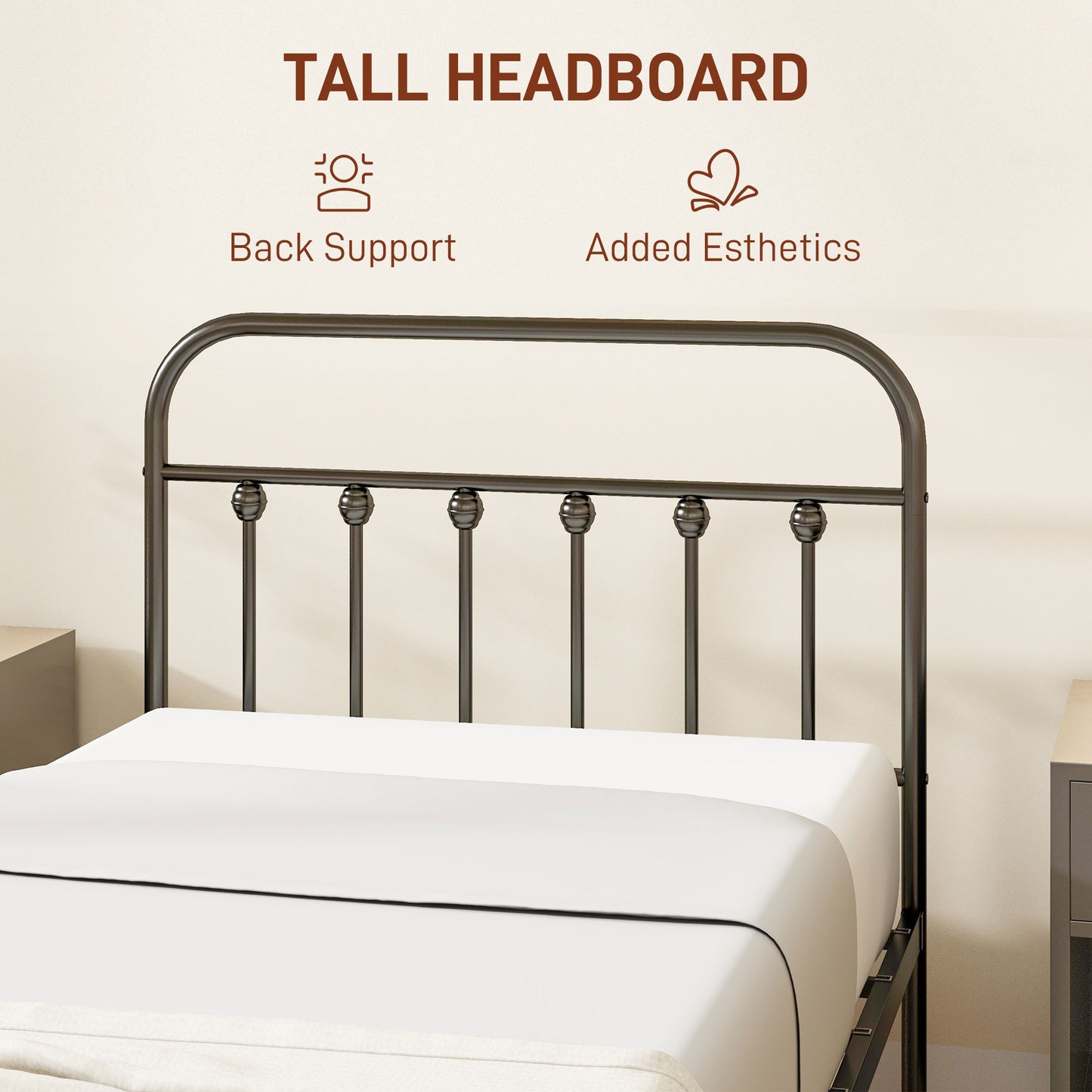 Noelma 3FT Minimalist Black Metal Single Metal Bed Frame