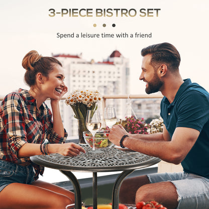 Niso Aluminium Bronze Tone 3 Piece Garden Bistro Set With Umbrella Hole Table And Chairs