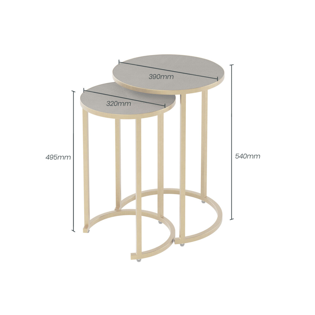 Florence Bronze Shagreen and Gold Round Nesting Tables