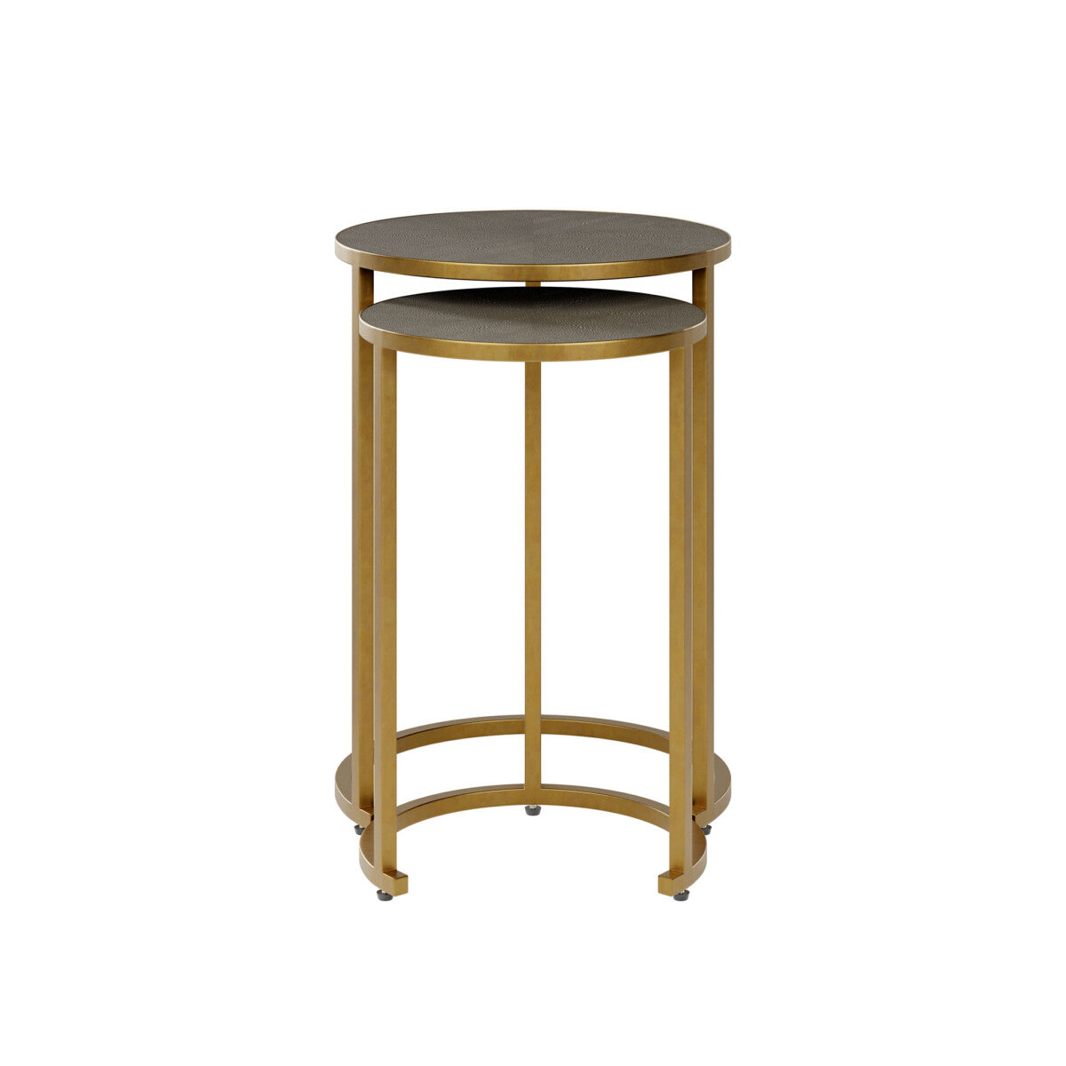 Florence Bronze Shagreen and Gold Round Nesting Tables
