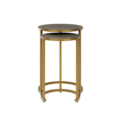 Florence Bronze Shagreen and Gold Round Nesting Tables