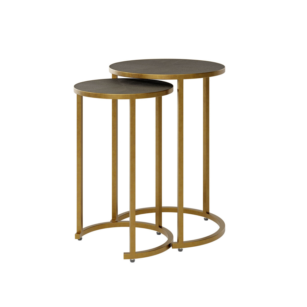 Florence Bronze Shagreen and Gold Round Nesting Tables