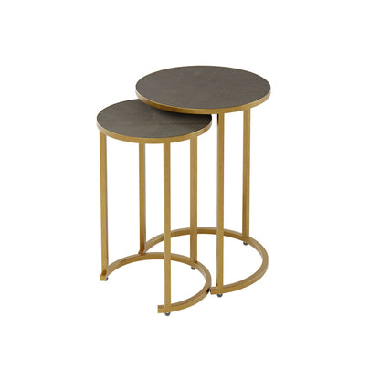Florence Bronze Shagreen and Gold Round Nesting Tables