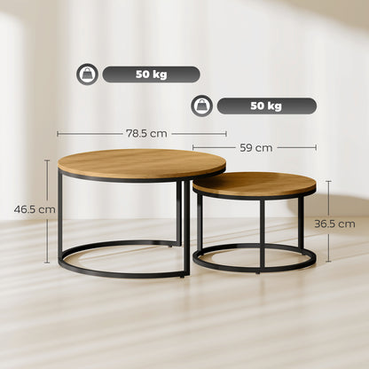 Lenima Rato Set Of 2 Natural Brown Wood Effect Nesting Tables