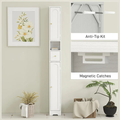 Extra Tall Bathroom Storage Cabinet With Arched Doors White 185cm