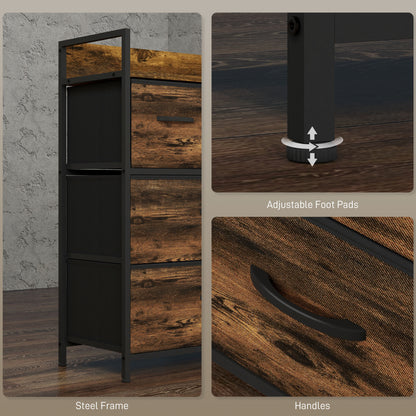 Tolito Fabric And Wood Rustic Brown 4 Drawer Rustic Storage Chest