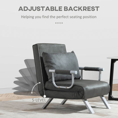 Moba Faux Suede Grey 4 In One Convertible Chair Bed