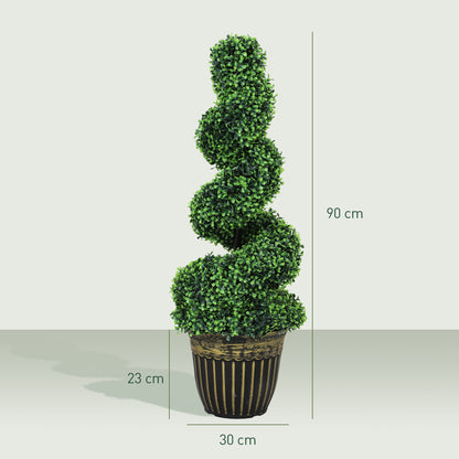 Kayoyo Set Of 2 Artificial Spiral Boxwood Topiary Trees For Decorative Placement
