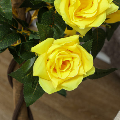 Velelo Set Of 2 Artificial White Rose Floral Plants In Pots H8 90cm Yellow