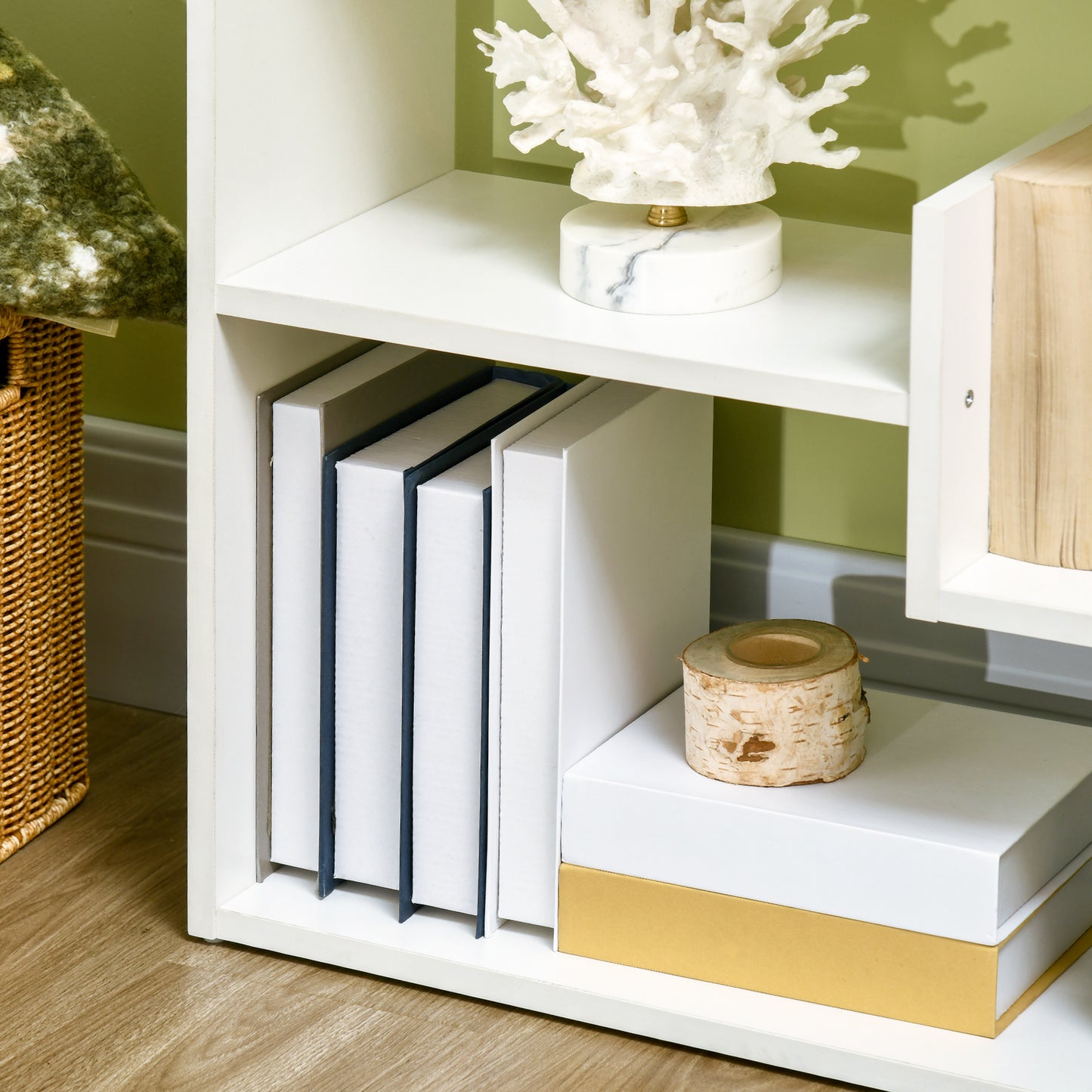 Linoma Wood White 6 Tier Modern Bookcase With 11 OFauxn Shelves