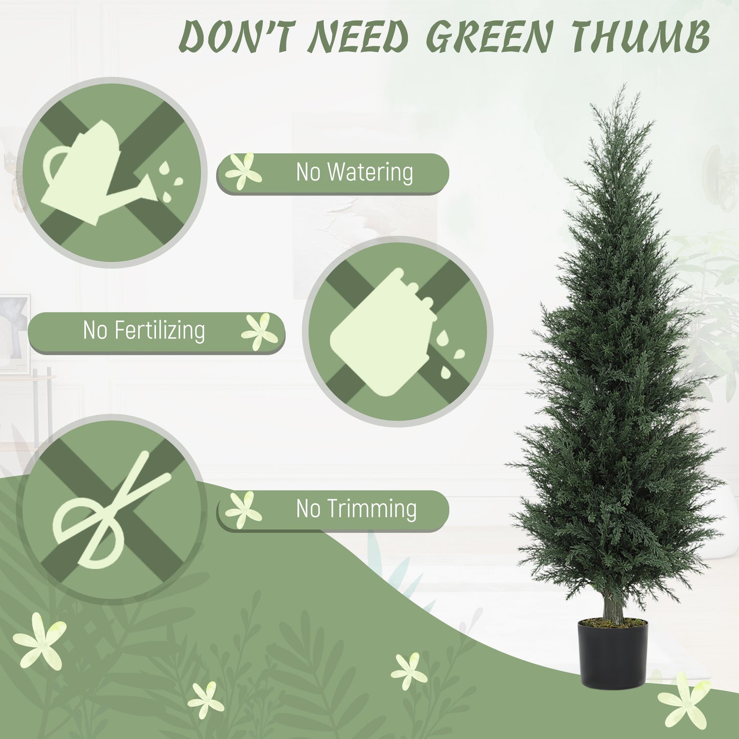 Fiba Set Of 2 Artificial Cypress Style Trees In Green For Decorative Placement