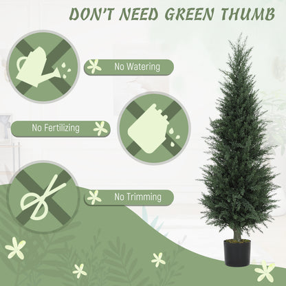Fiba Set Of 2 Artificial Cypress Style Trees In Green For Decorative Placement