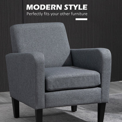 Notayo Grey Fabric Modern Accent Chair With Black Legs