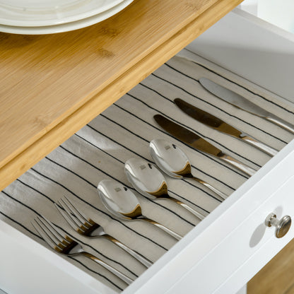 Sofi Wooden White Kitchen Trolley With Drawer Cupboard And Towel Rail