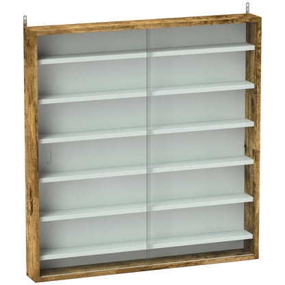 Yovere Wood And Glass Brown 6 Tier Display Cabinet With Glass Doors