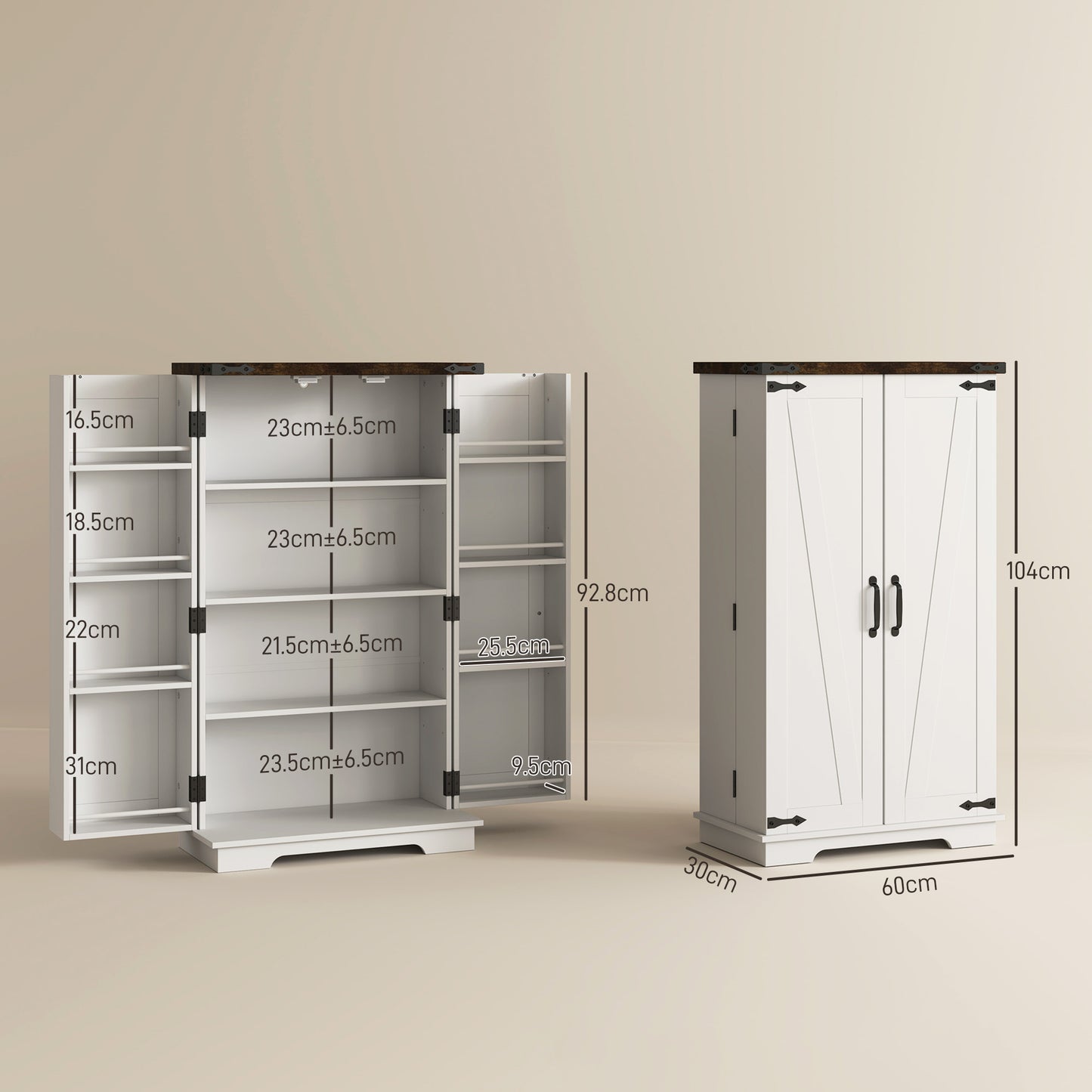 Roka Wooden White Farmhouse Style Multi Storage Cabinet
