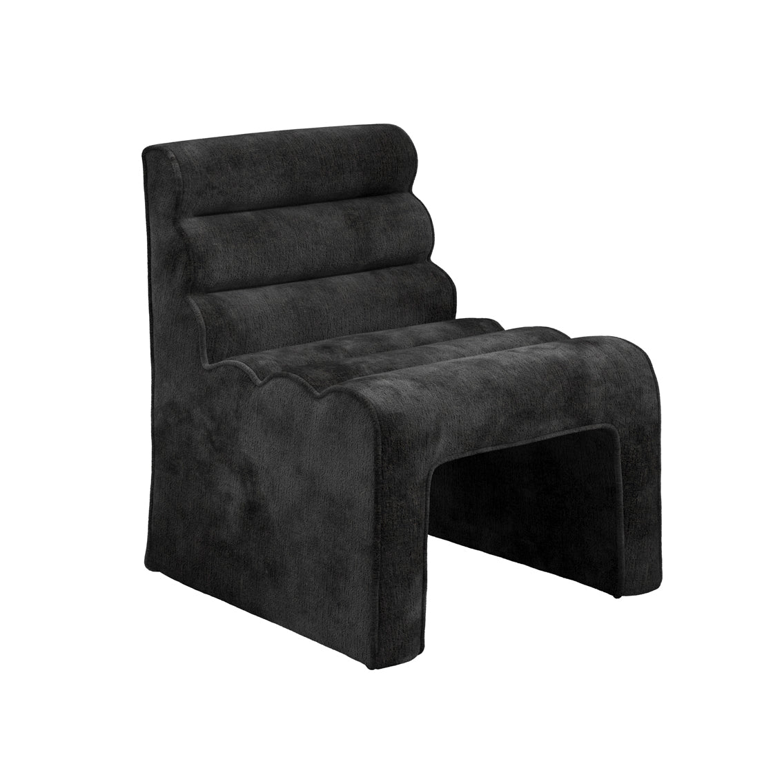 Midleton Retro Upholstered Black Chenille Ribbed Accent Chair
