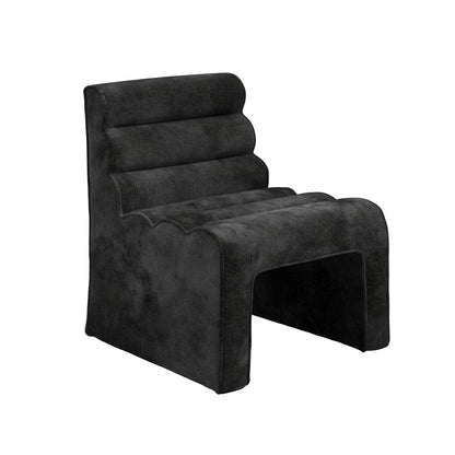 Midleton Retro Upholstered Black Chenille Ribbed Accent Chair