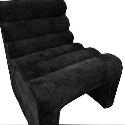Midleton Retro Upholstered Black Chenille Ribbed Accent Chair
