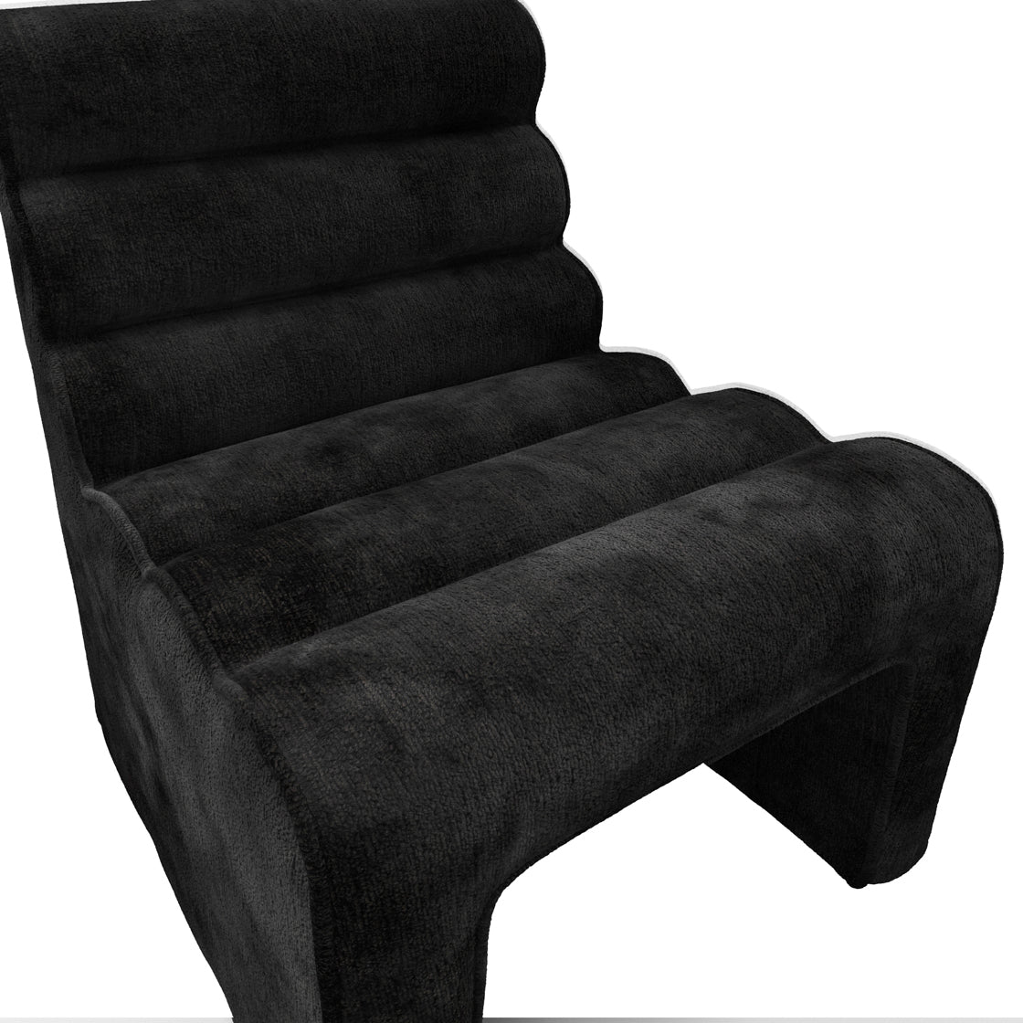 Midleton Retro Upholstered Black Chenille Ribbed Dining Chair