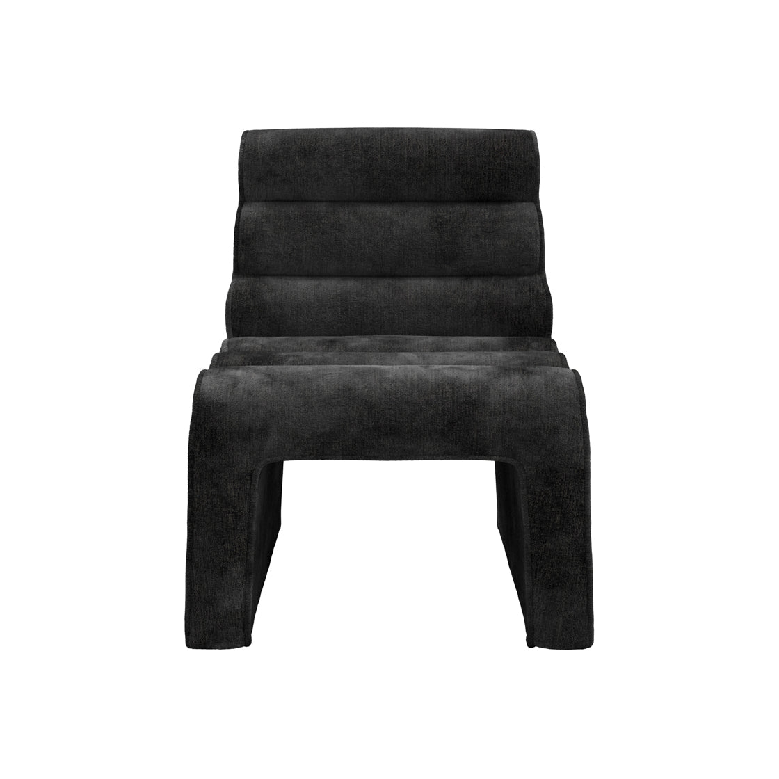 Midleton Retro Upholstered Black Chenille Ribbed Accent Chair