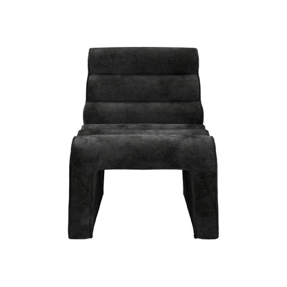 Midleton Retro Upholstered Black Chenille Ribbed Accent Chair