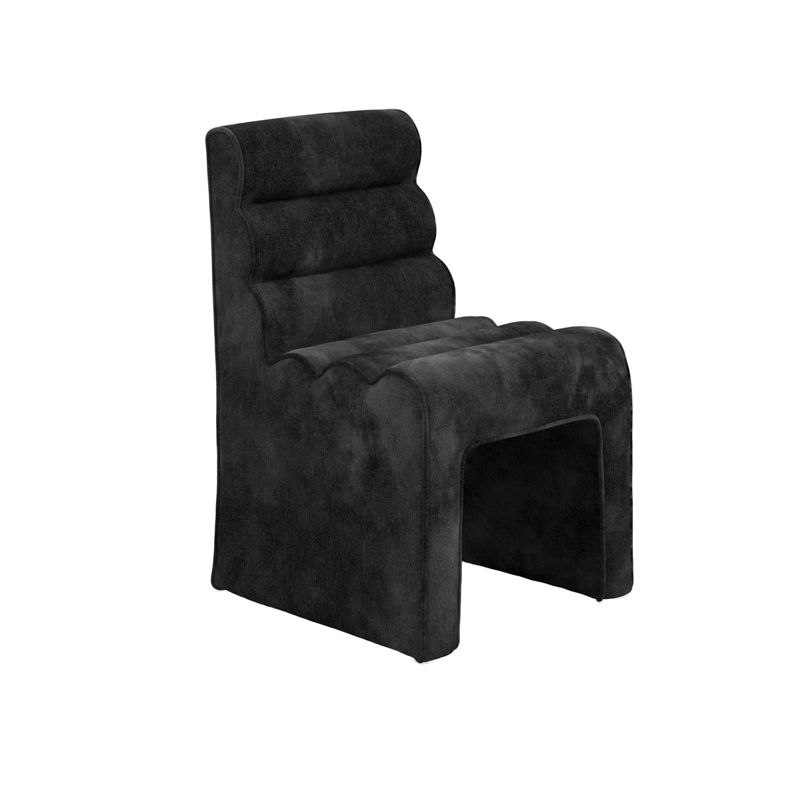 Midleton Retro Upholstered Black Chenille Ribbed Accent Chair