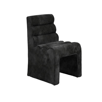 Midleton Retro Upholstered Black Chenille Ribbed Accent Chair
