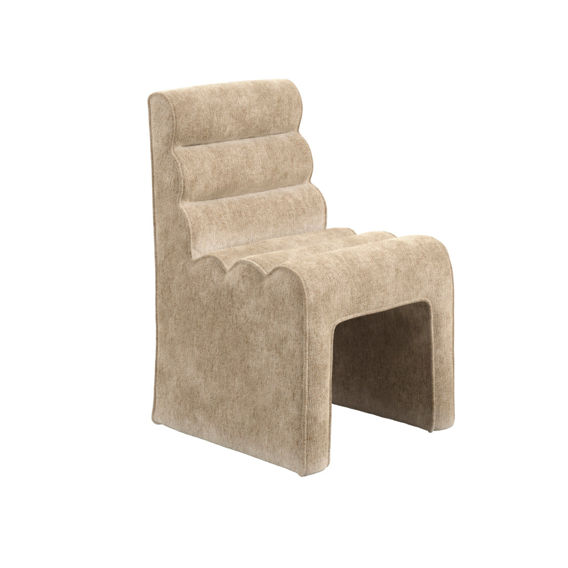 Midleton Retro Upholstered Honey Chenille Ribbed Dining Chair