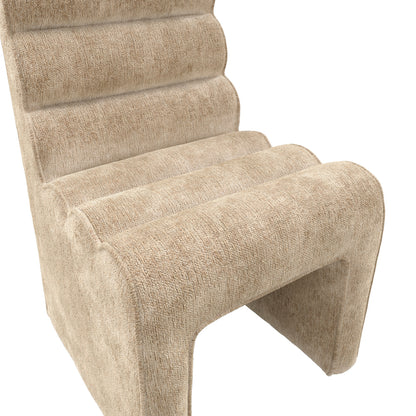 Midleton Retro Upholstered Honey Chenille Ribbed Dining Chair