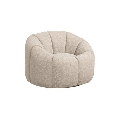 Juniper Retro Upholstered Cream Boucle Swivel Armchair