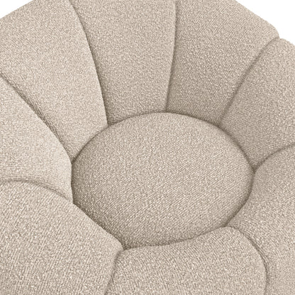 Juniper Retro Upholstered Cream Boucle Swivel Armchair