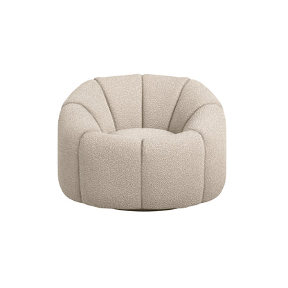 Juniper Retro Upholstered Cream Boucle Swivel Armchair
