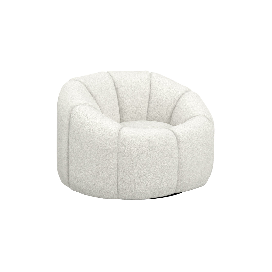 Juniper Retro Upholstered Ivory Boucle Swivel Armchair