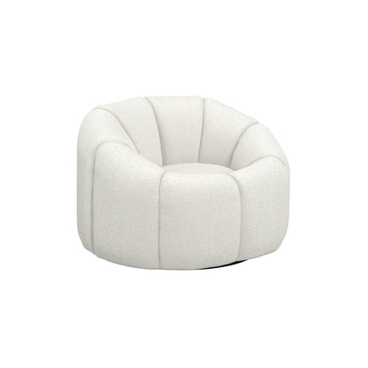Juniper Retro Upholstered Ivory Boucle Swivel Armchair