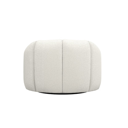 Juniper Retro Upholstered Ivory Boucle Swivel Armchair