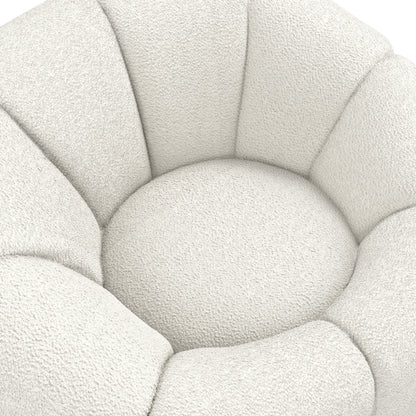 Juniper Retro Upholstered Ivory Boucle Swivel Armchair