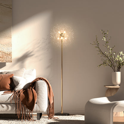 Dodine Metal And Crystal Dandelion Style Floor Lamp With Foot Switch 160 cm