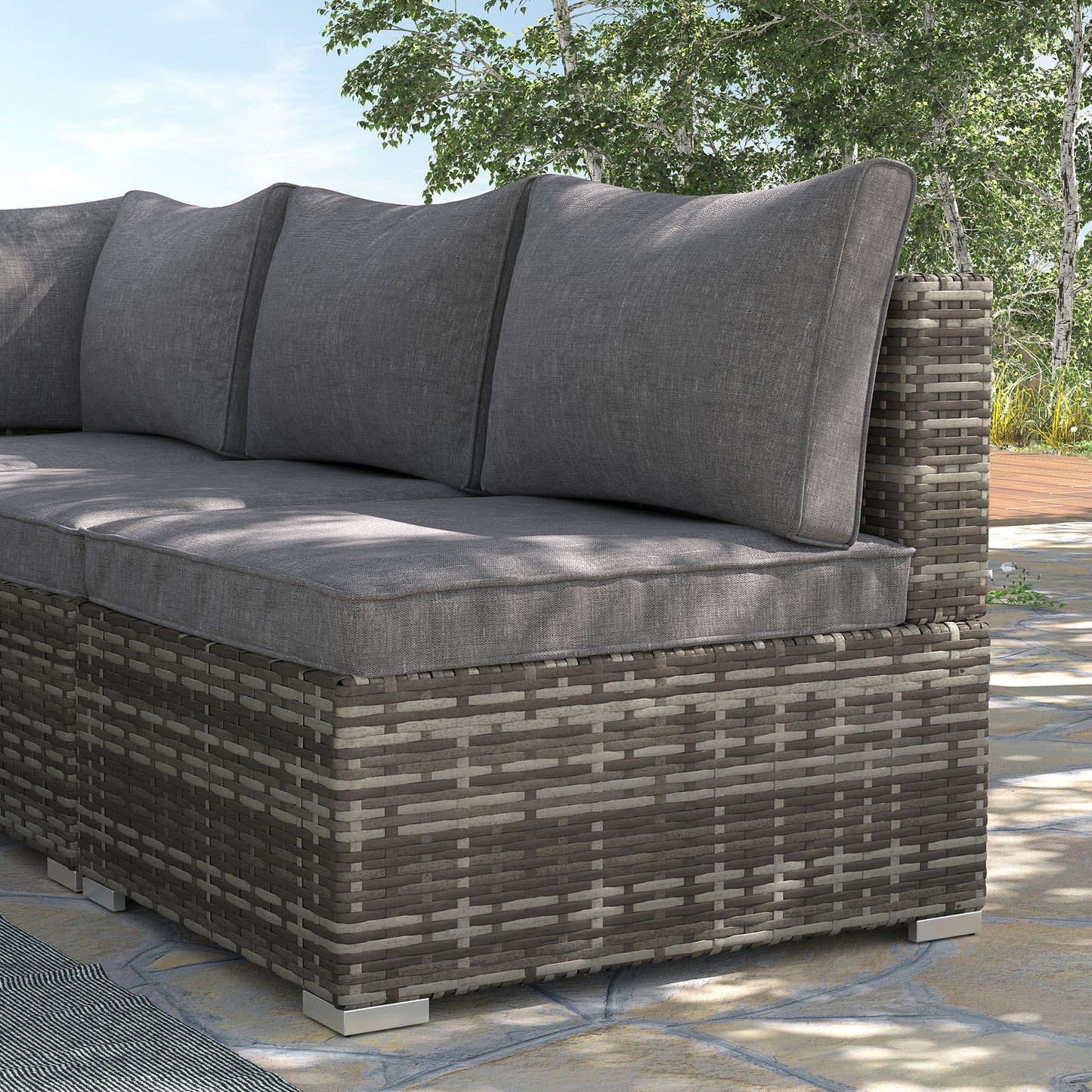 Riva Rattan Deep Grey Armless Outdoor Armchair With Cushions