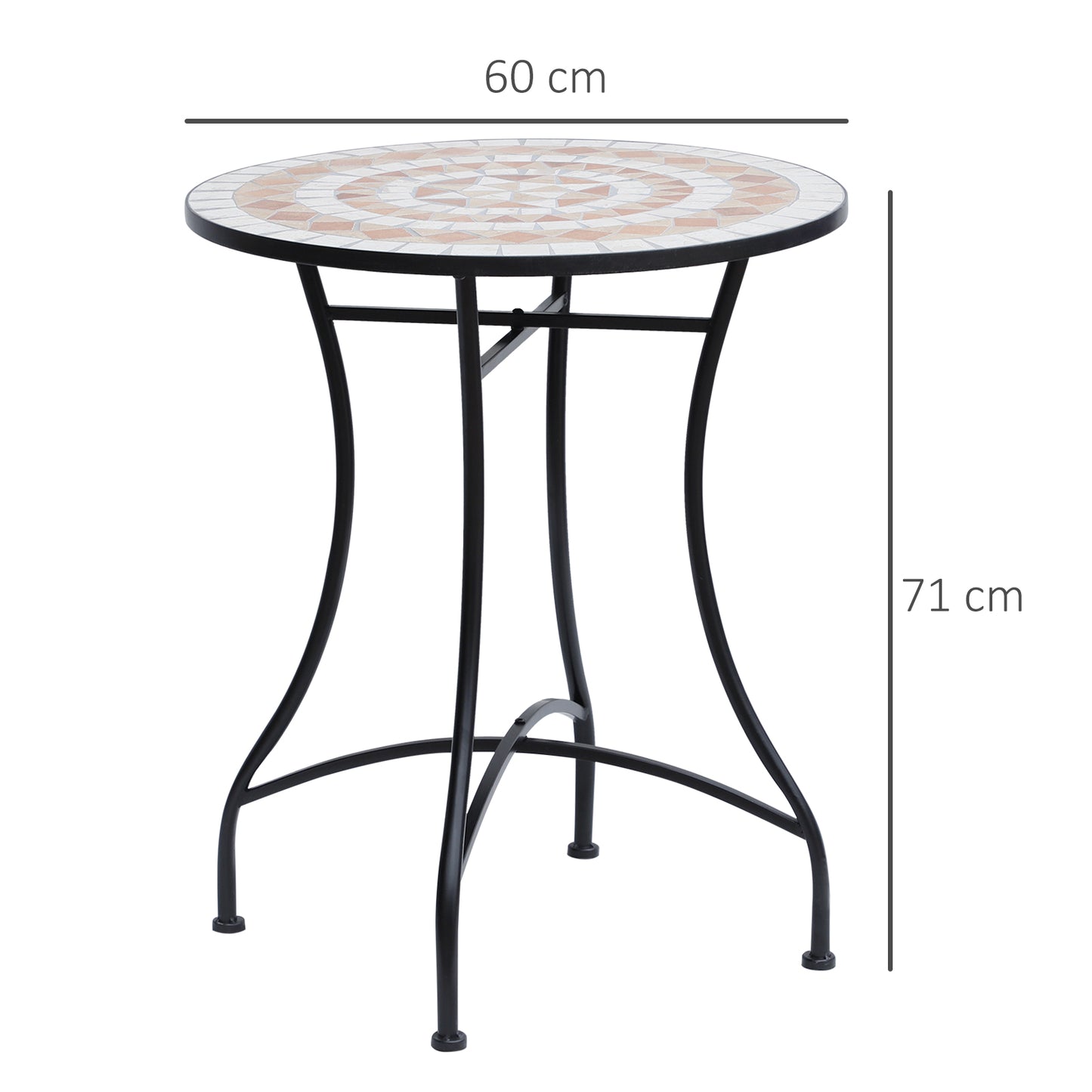 Lerava Ceramic Orange And White Round Mosaic Outdoor Bistro Table