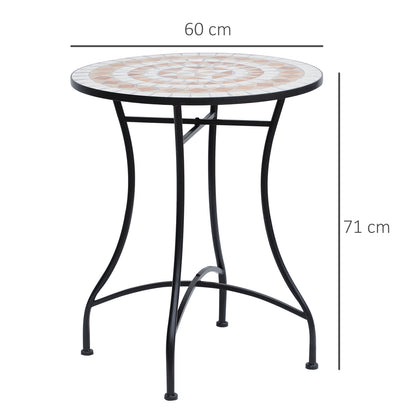 Lerava Ceramic Orange And White Round Mosaic Outdoor Bistro Table