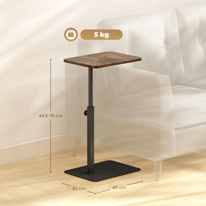 Falava Metal And Wooden Rustic Brown Side Table With Adjustable Frame