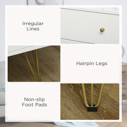 Nebaso Metal And Wood White Tall 4 Drawer Chest With Hairpin Legs