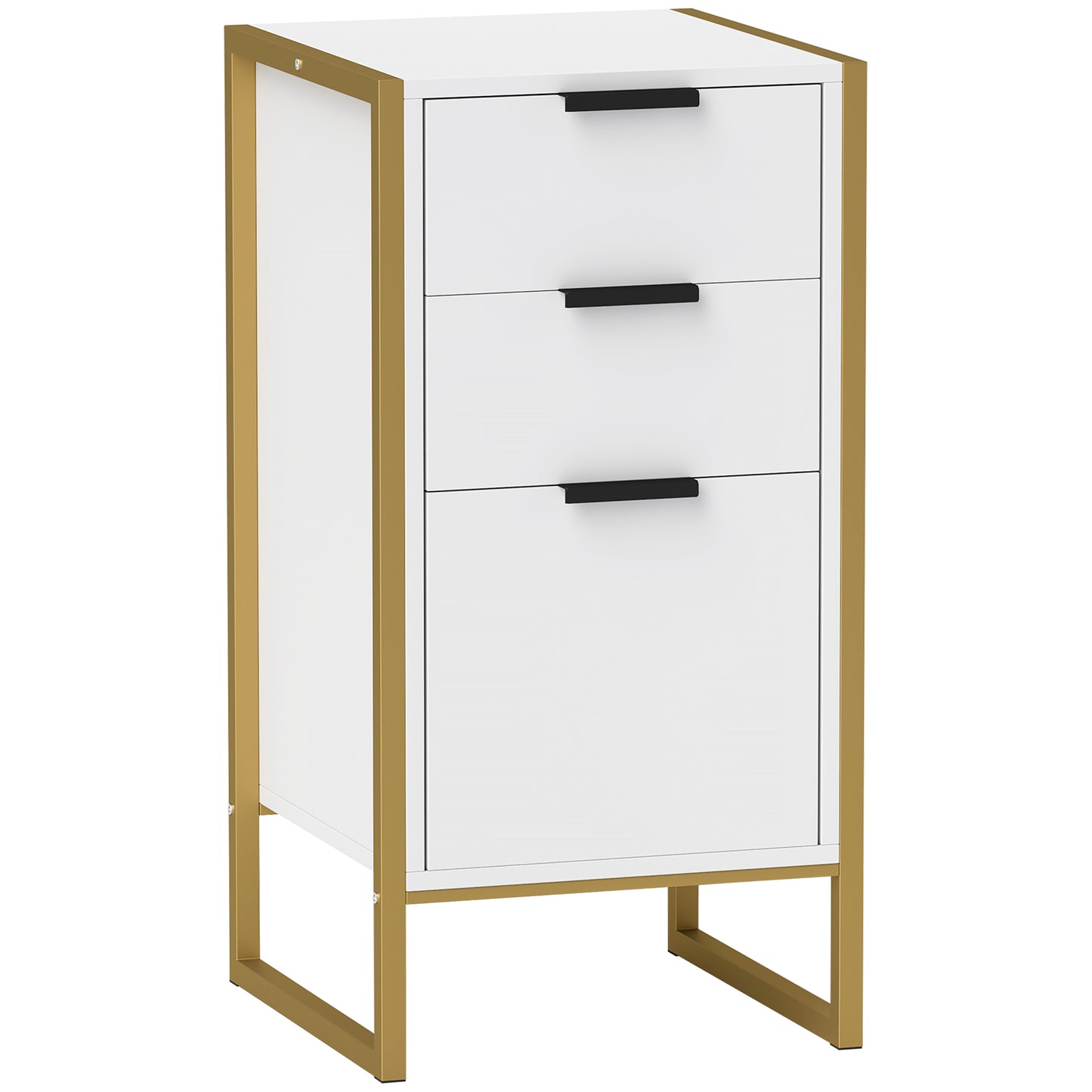 Loyo Metal And Wood White 3 Drawer Industrial Storage Chest