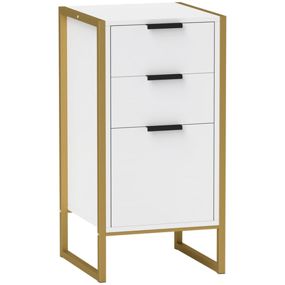 Loyo Metal And Wood White 3 Drawer Industrial Storage Chest