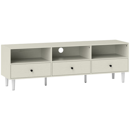 Kedito Cream White Multi Storage TV Stand 3 Drawers and Open Compartments