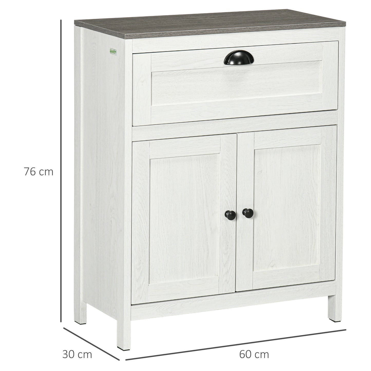 Sunoli White Freestanding Bathroom Storage Cabinet With Drawer Double Doors And Adjustable Shelves