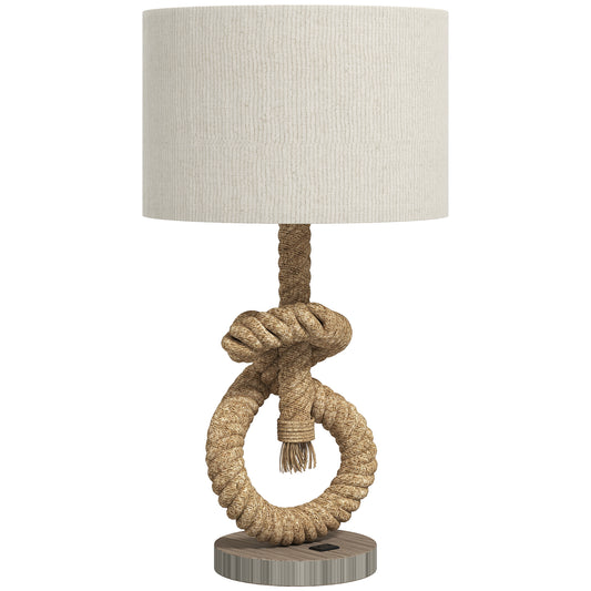 Releta Lano Metal And Fabric Nautical LED Table Lamp With USB Charging Port